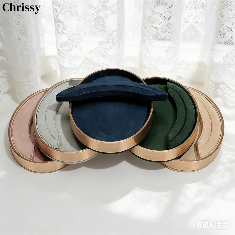 

Овальный бархатный поднос-органайзер для ювелирных украшений: подставка для колец, кулонов и аксессуаров, демонстрационный реквизит