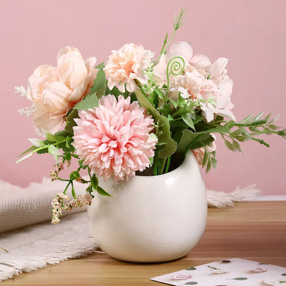 4Pcs Ceramic Wall Hanging Flower Pot Set Space Saving Indoor Planter Decor for Succulents Cacti Herbs Wall Mounted Flowerpot