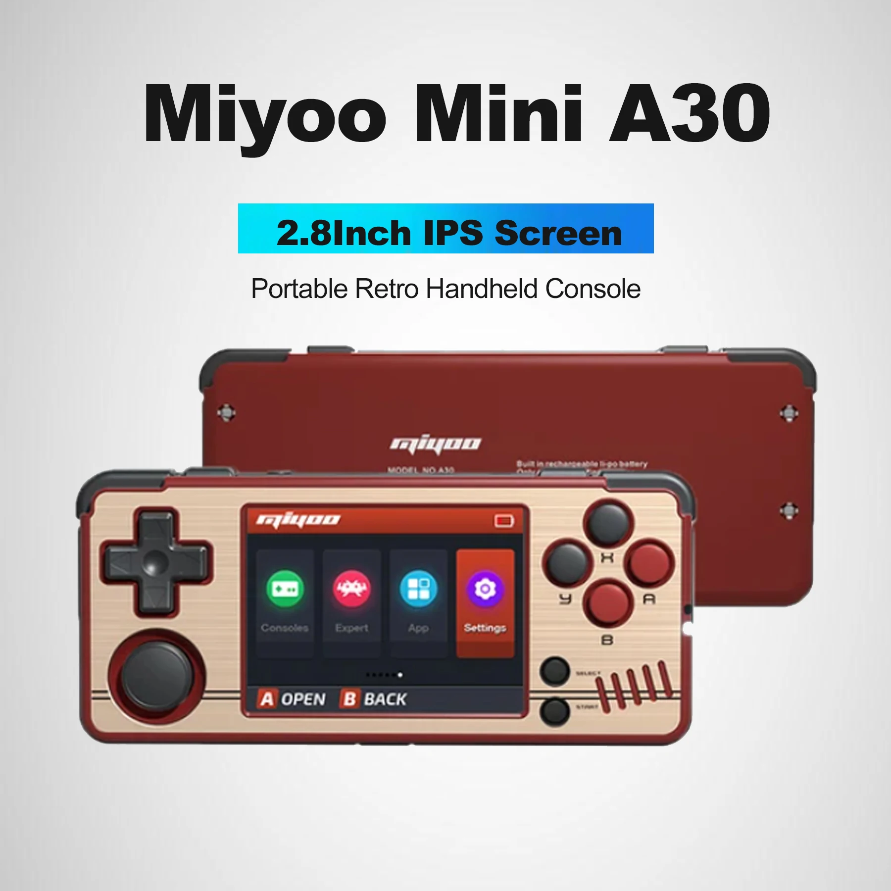 

Портативная ручная игровая консоль MIYOO MINI A30 в ретро стиле, подарок для детей, экран 2,8 дюйма IPS HD, Wi-Fi, система Linux с открытым исходным кодом, портативная игровая консоль