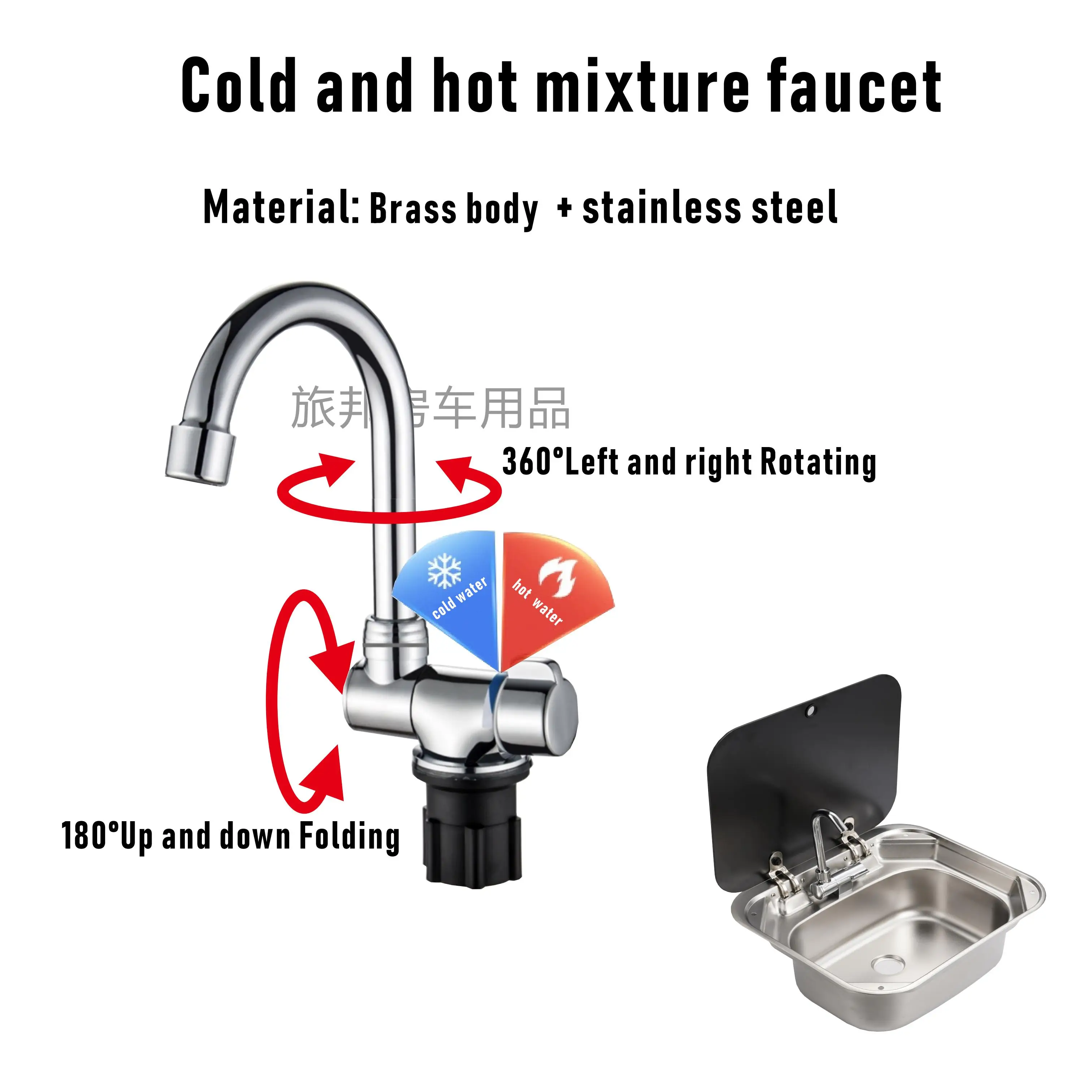 RV Faucet 180 Degree Folding 360 Rotating Sink Tap Mobile Kitchen Bathroom Caravan Marine Boat Motorhome Camper Van Brass Body