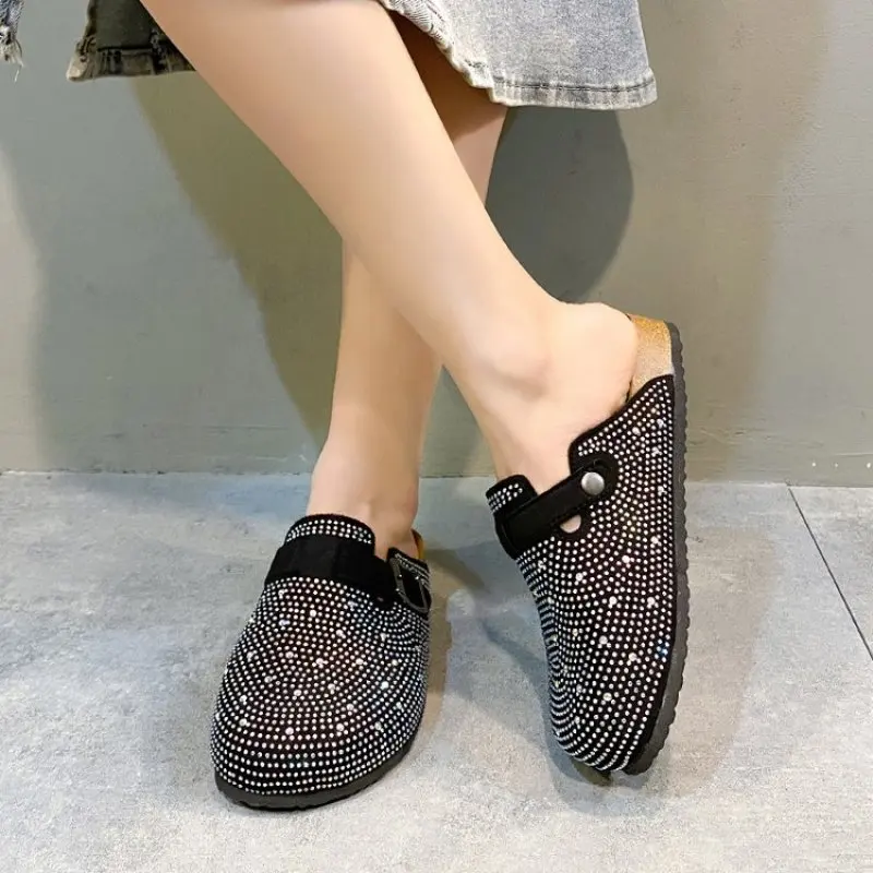 

2024 NEW Fashion Rhinestone Women Slippers Casual Flat Sandals Summer Women Shoes Plus Size 35 - 45 Female Sandalias