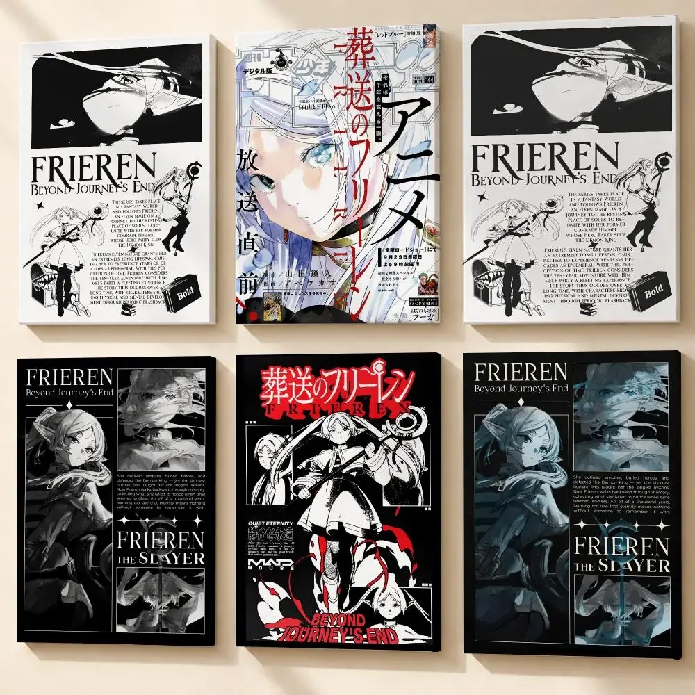F-Frieren : Au-delà de la fin du voyage, tableau mural encadré, toile sur châssis en bois, kit de cadre intérieur pour décoration murale, affiche.