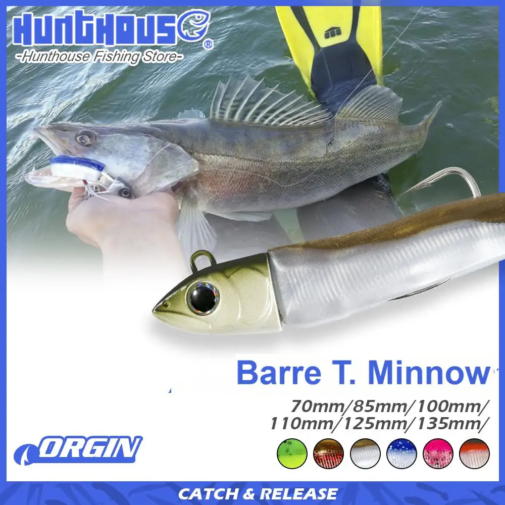 Hunthouse Barre T. Minnow 125mm 60g Silicone souple Leurre de pêche appât artificiel matériel de pêche pour bar brochet Leurre Souple LW216