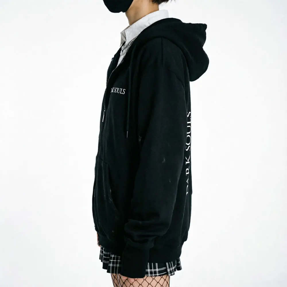 Sudadera con capucha con cremallera Game Dark Souls Oscar of Astora para hombre y mujer, chaqueta con cremallera de gran tamaño estilo gótico rock de los años 90, moda masculina, ropa de calle vintage