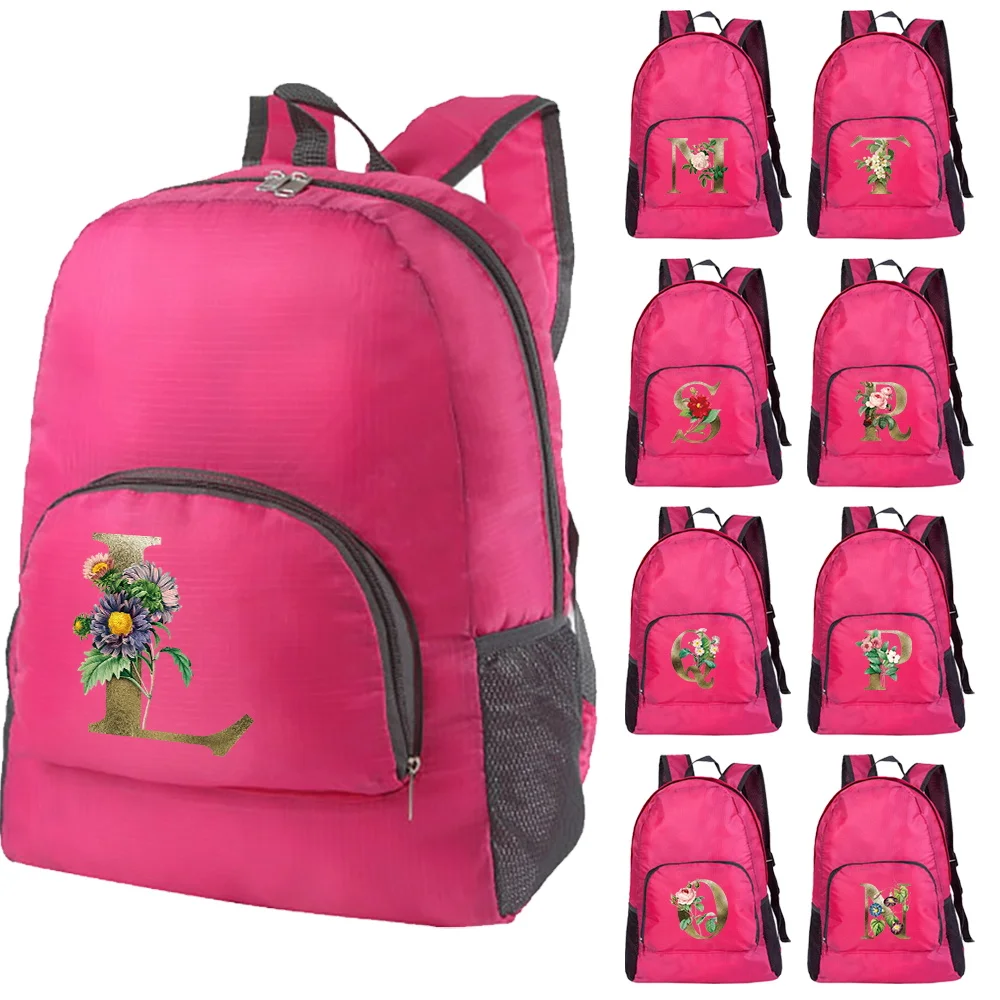 

Складной рюкзак с принтом золотых цветов и букв, ультралегкий, компактный, для активного отдыха, спорта, походов и путешествий