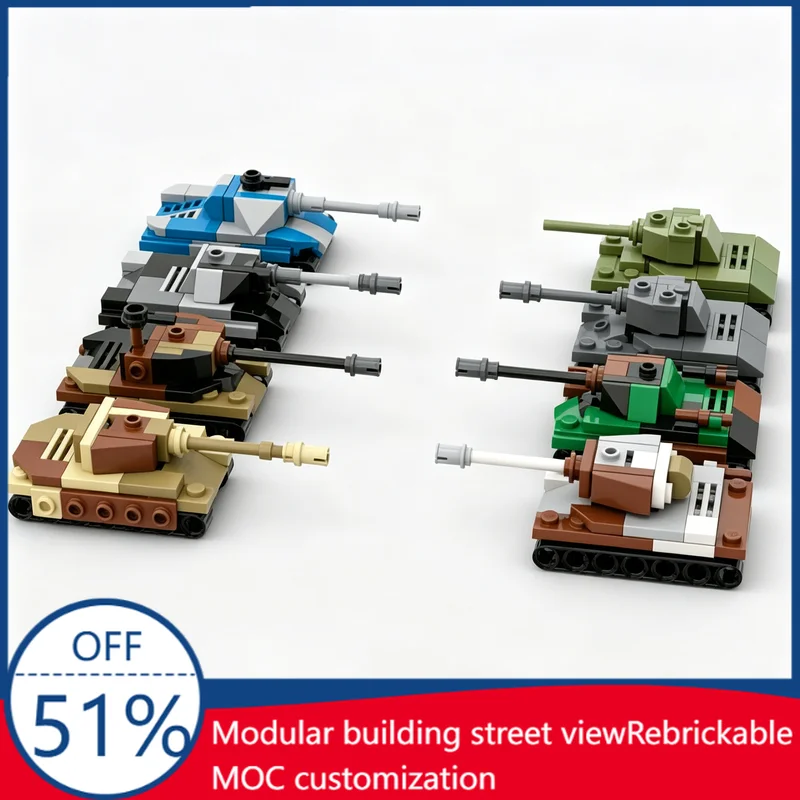 

362PCS Customize MOC IS Series Micro Tanks Set 8 Miniature Soviet Heavy Tank Models Building Blocks Education Toy Christmas Gift