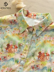 New Autumn Cotton Shirt For Women, Long Sleeve Oil Painting Kitten Tops, Sweet Cute Loose Blouses, 2024 Spring New T41535QM