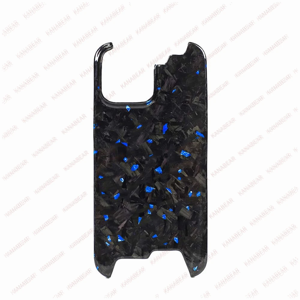 

Glossy Forged Ultra Thin Genuine Pure Carbon Fiber Cover For iPhone 16 15 14 Pro Max Glitter Bling Irregular Shockproof Case