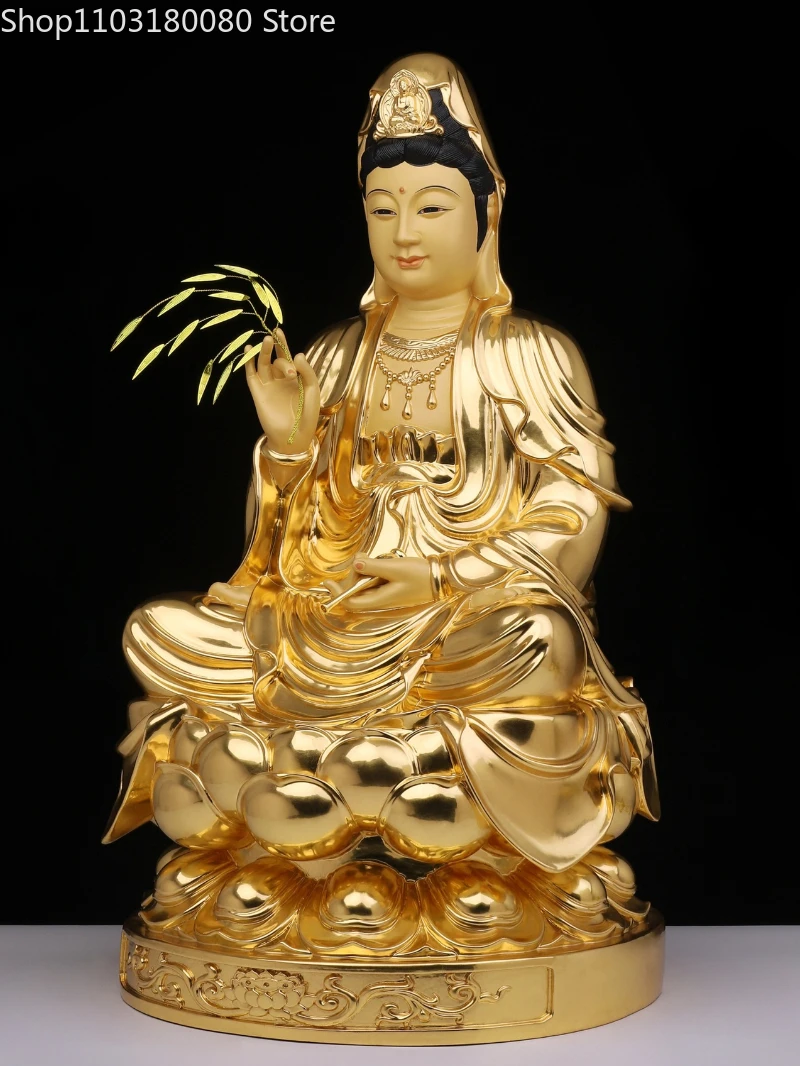 Copper Brass gilt Guanyin Buddha statue Chinese  Guanyin goddess statue  sculpture Large siza 30cm,40cm,48cm,68cm