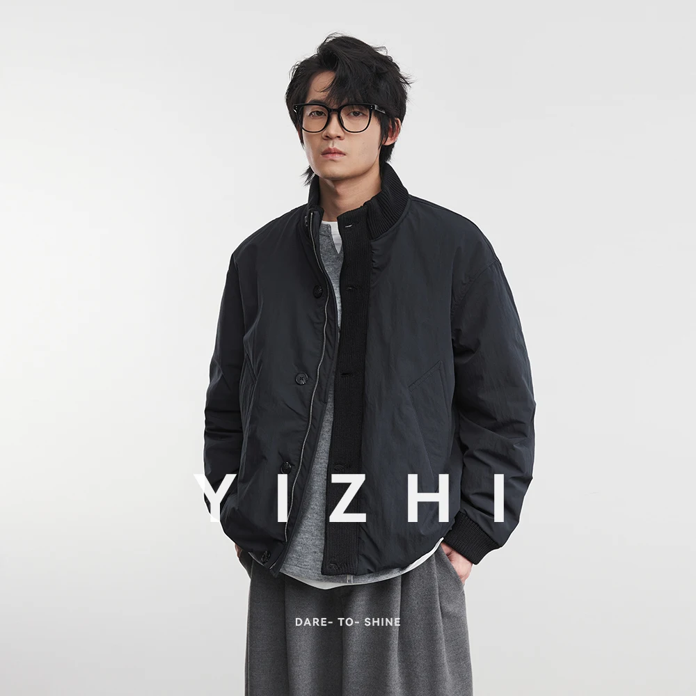 موضة الرجال 90 بطة بيضاء أسفل قصيرة الوقوف طوق أسفل سترة شتاء 2025 جديد الرجال الدافئة طويلة الأكمام معطف فوقي سترة