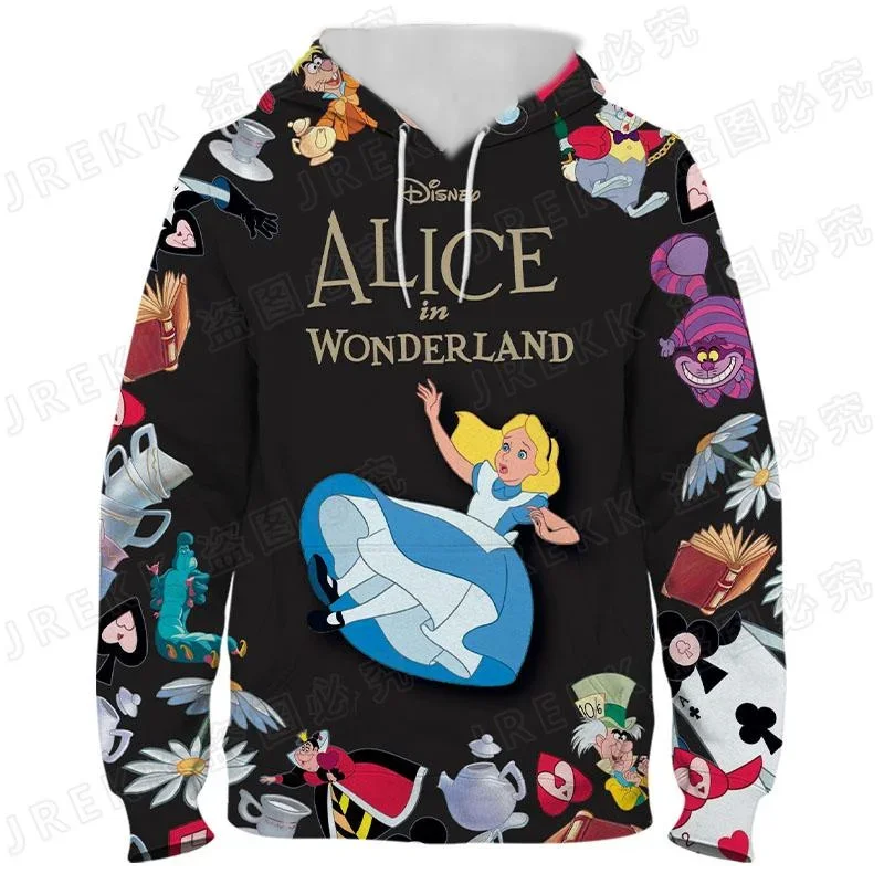 Disney Alice Men's Hoodie Oversized Boys Girls Hoodie 3D Print Cheshire Cat Pullover MINISO Men's Hoodie Fashion Men's Clothing