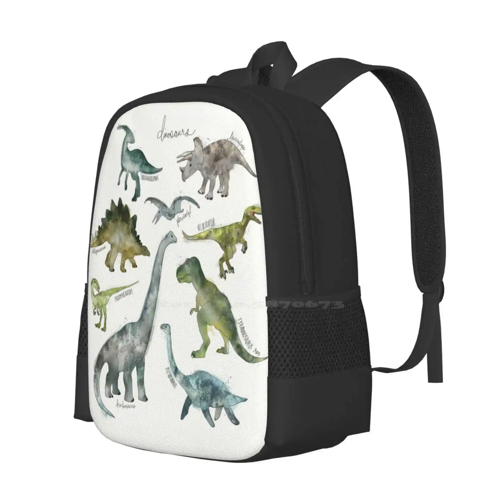 Dinosaurs Backpack For Student School Laptop Travel Bag Dinosaurs Chart Series Collection Nature Animals Wildlife History