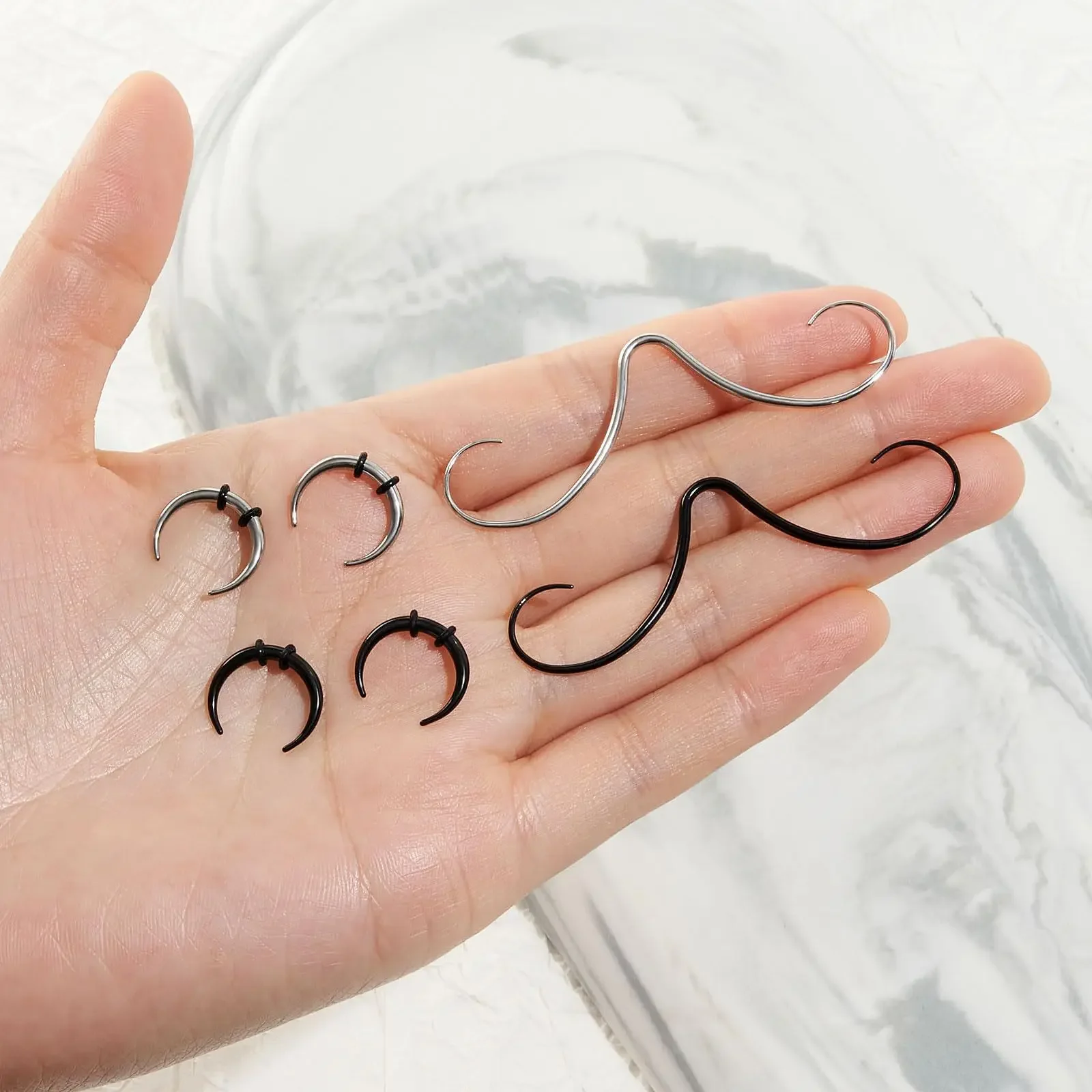 14G Mustache Septum Rings Buffalo Septum Tapers Nose Rings Set 16G Stainless Steel Septum Piercing Jewelry for Men Women