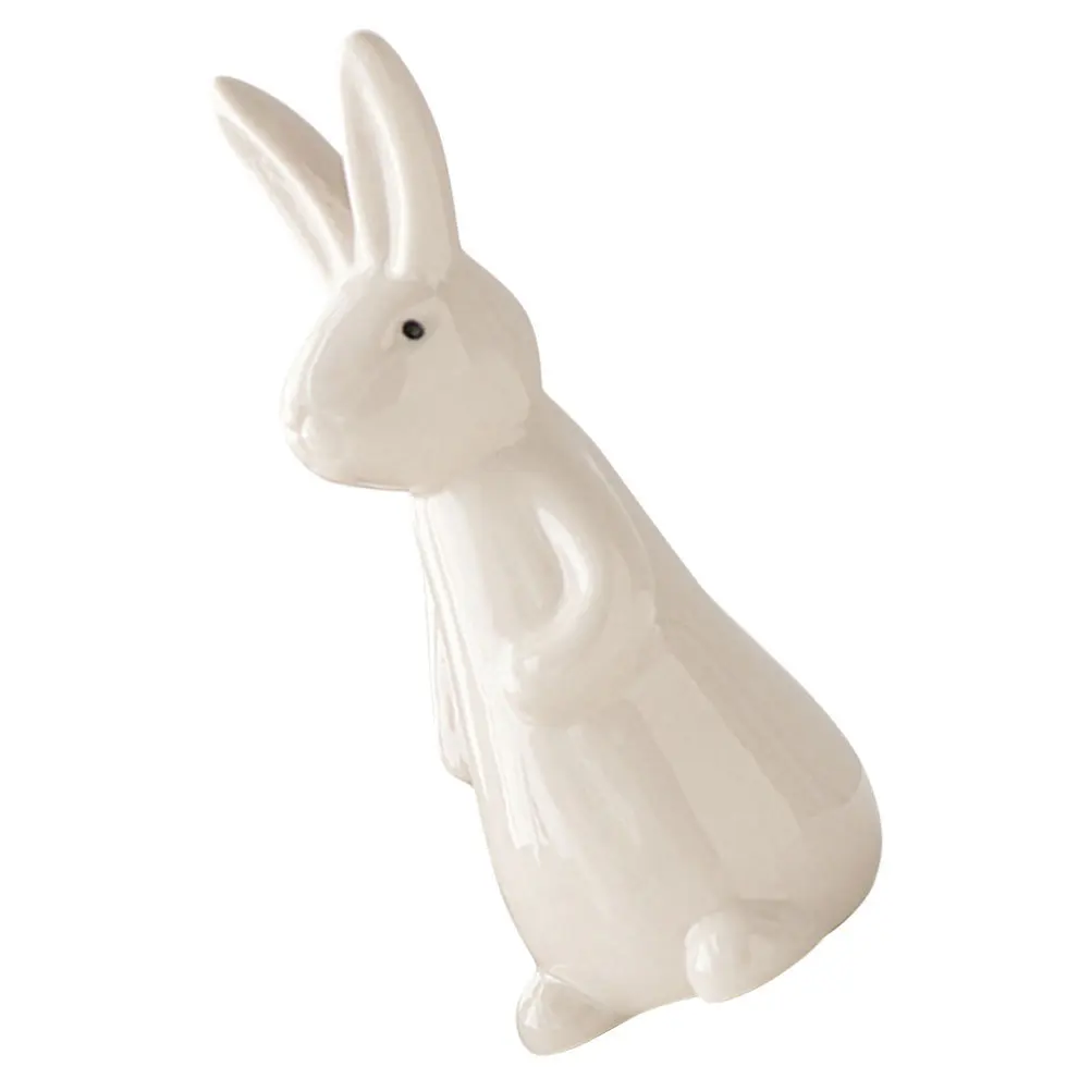 

Ceramic Bunny Decor White Rabbit Ornament Tabletop Desktop Small Craft Home Decoration Room Layout Ceramic Bunny