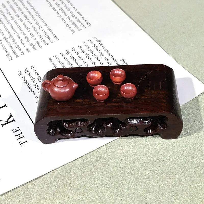 

Best Mini ancient hollow imitation wood grain table purple sand pot tea set scene jewelry diy handmade decorations
