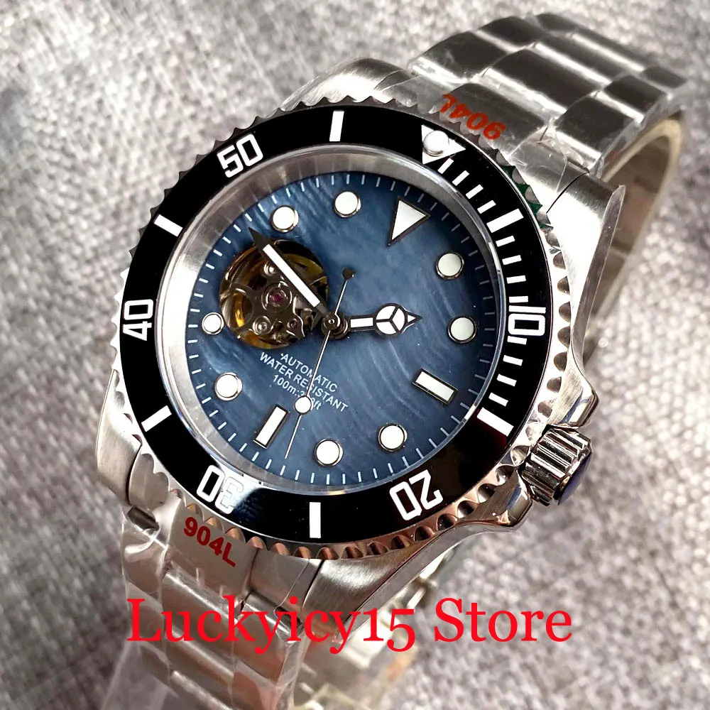 

Механизм NH38A, автоматические мужские часы 40 мм, циферблат синий/зеленый/голубой, керамическая вставка, застежка Glide Lock, сапфировое стекло