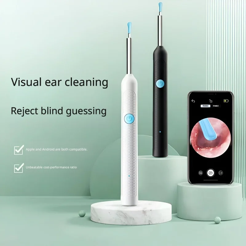 HD WiFi Visual Ear Cleaner, 6 LED Otoscope with Silicone Tips, Safe Earwax Removal for Kids & Adults, USB-C Rechargeable