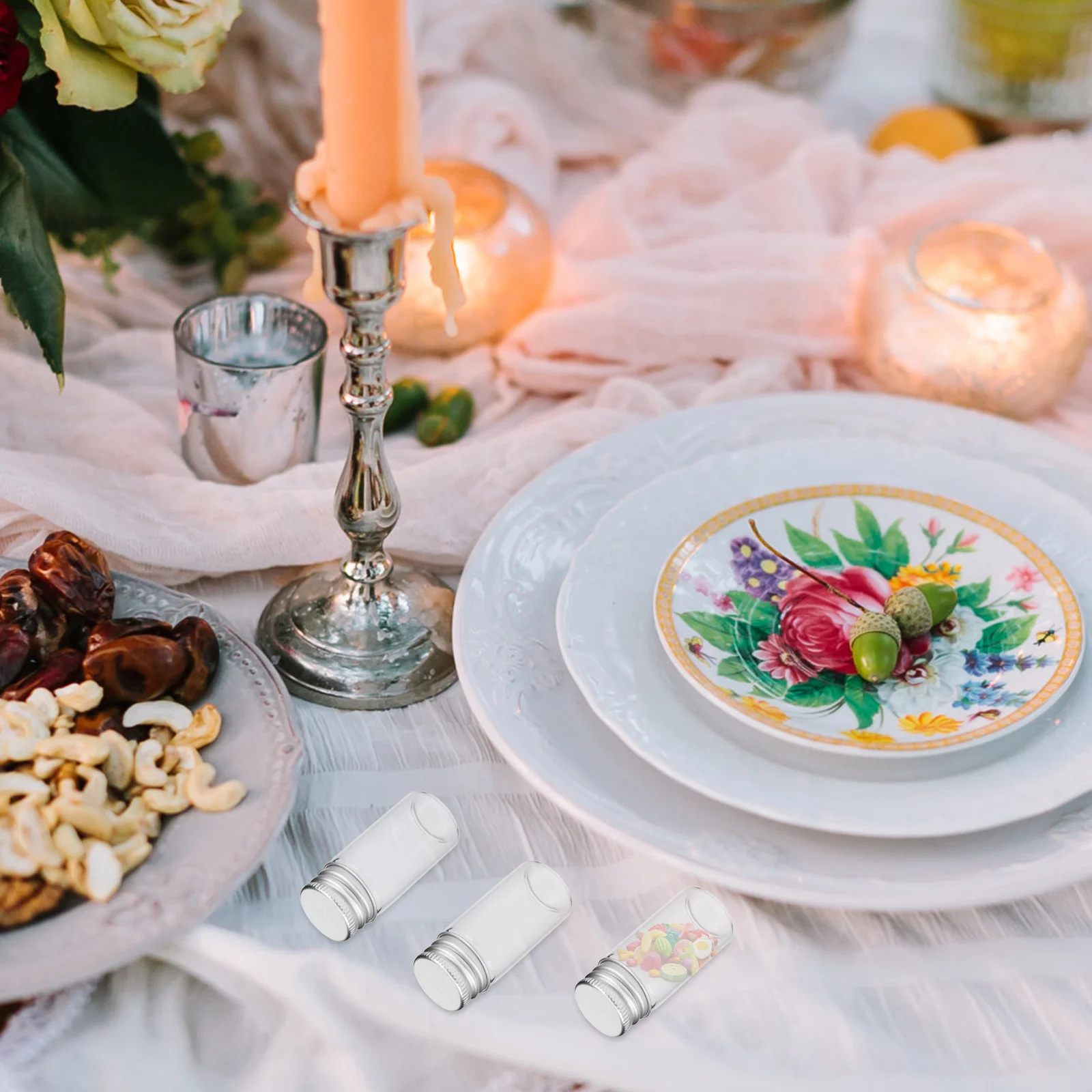 

30Pcs 10Ml Mini Transparent Glass Bottles with Aluminum Caps Small Liquid Containers for Travel Samples Spices Beads Decorative