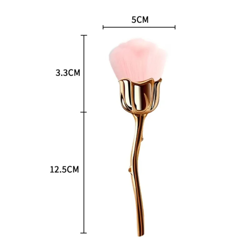 Gold Rose Shape Flower Nail Brush Powder Cleaning Soft Brush Gel Polish Brush Powder Brush Blush Brush Nail Dust Brush