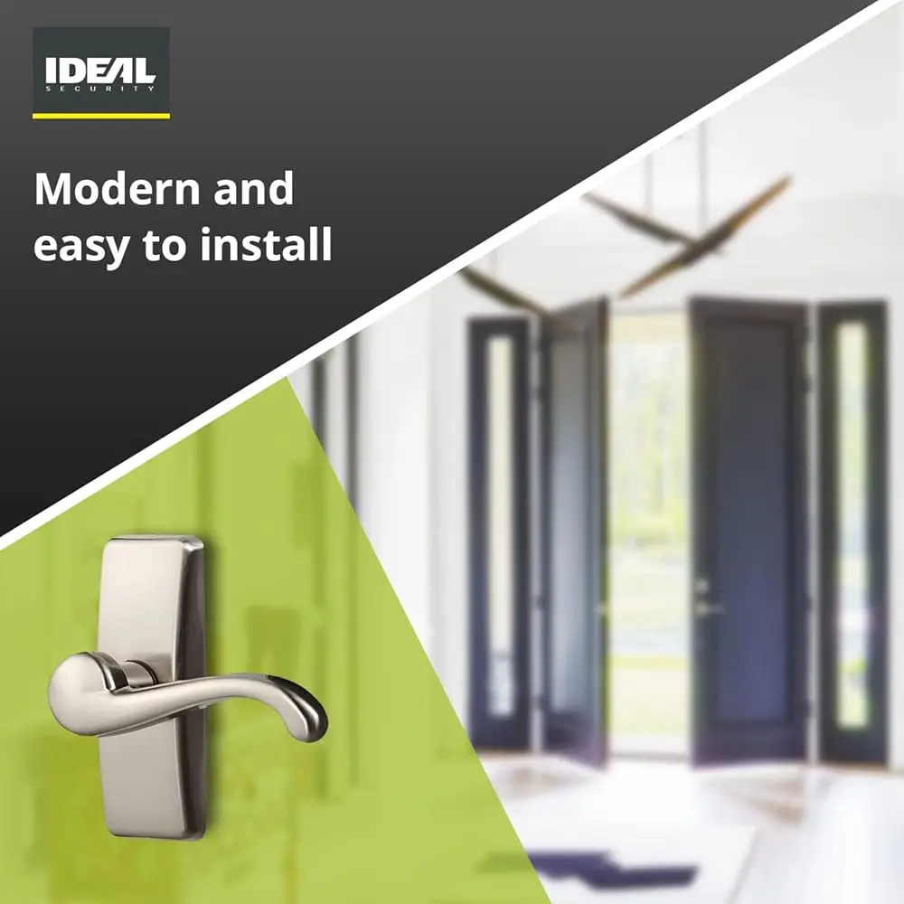 Door Lever With Keyed Deadbolt Lo For And Screen Doors, Satin Nickel (4-Piece Set)