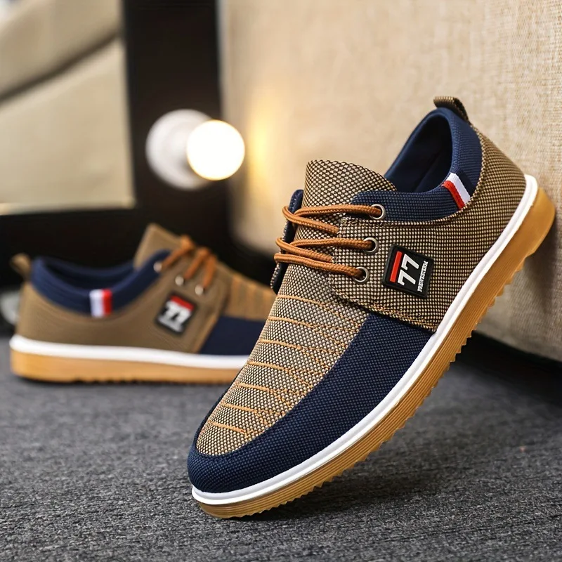 

2024 New Men Canvas Shoes Soft Soled Driving Shoes for Men Lace Up Working Flats Classic Male Vulcanized Shoes Zapatos Hombres