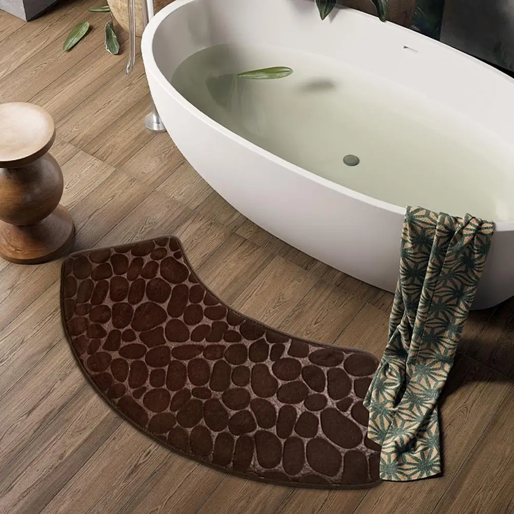 Non-slip Bath Mat Luxurious Coral Velvet Bathroom Floor Mat with Anti-slip Pebble Design for Quick-drying Water for Hotel