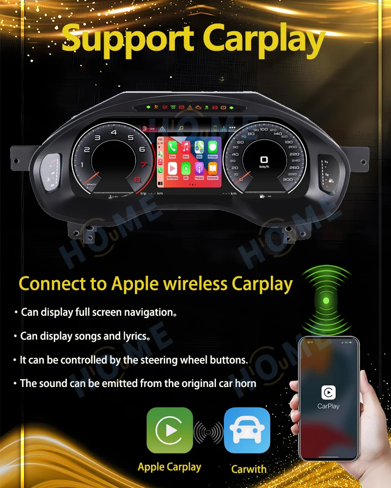 العنقودية CockPit دعم عداد السرعة اللاسلكي Carplay LCD ل. A6 A7 2013-2018 أداة افتراضية للوحة القيادة الرقمية #5
