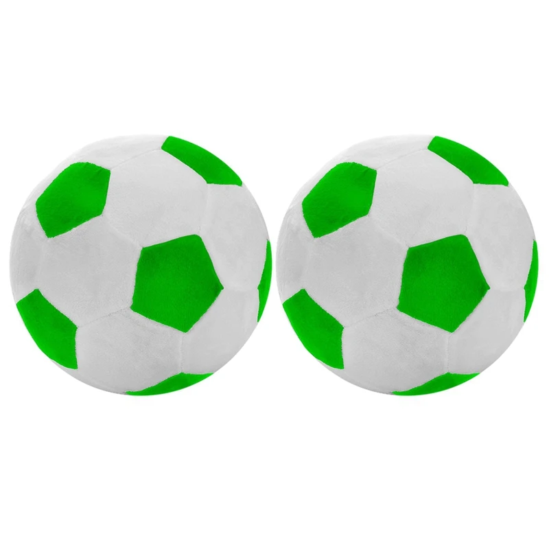 2X Soccer Sports Ball Throw Pillow Stuffed Soft Plush Toy, 8 Inch L X 8 Inch W X 8 Inch H, Green