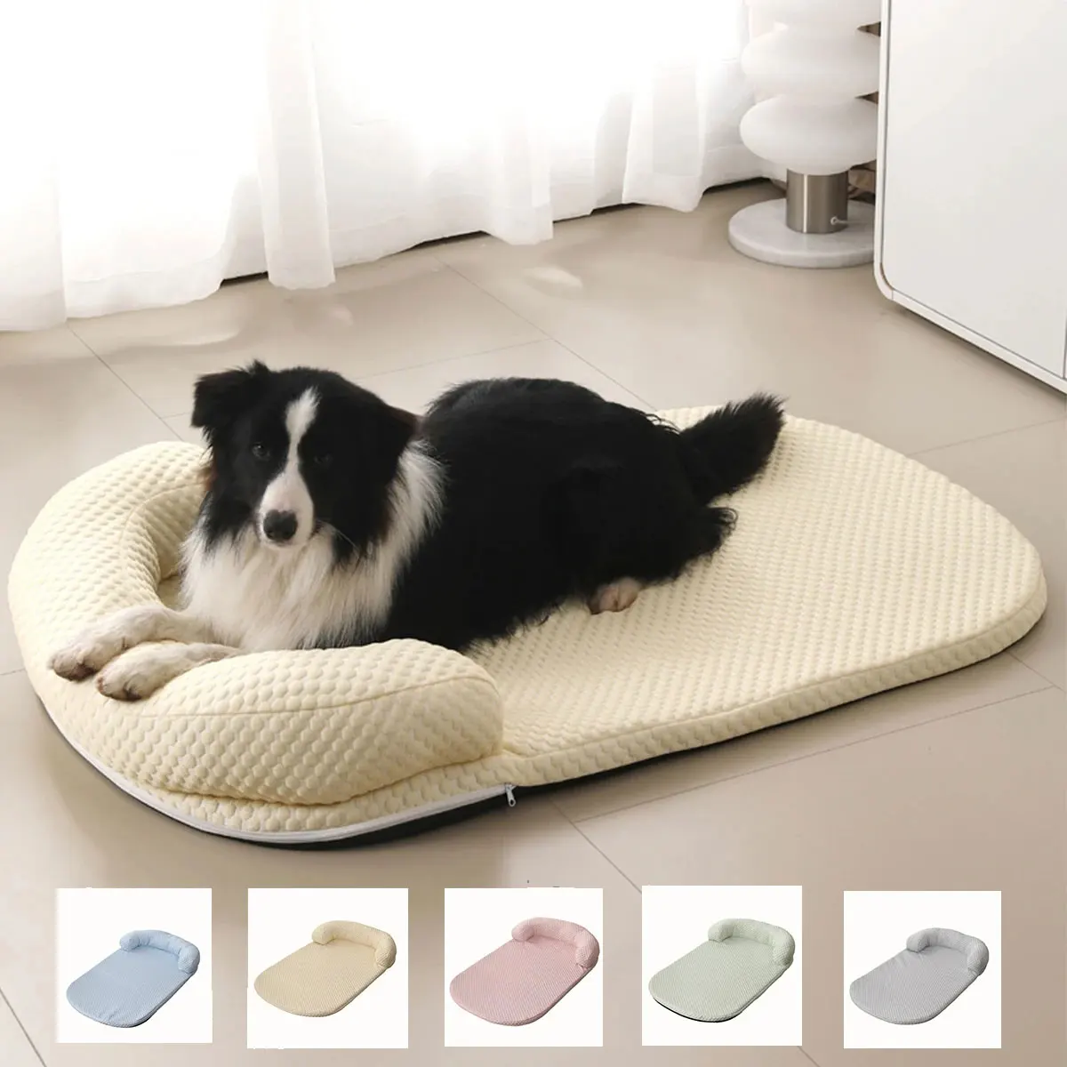 Summer Cooling Dog Bed Removable Ice Silk Cooling Pet Mat Ati-slip Cat Bed with Pillow Cooling Fabric Dog Cat Bed Pet Cushion