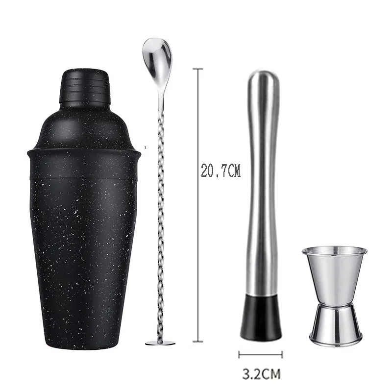 304 stainless Cocktail shaker set snowflake Cocktail shaker bar accessories jigger cocktail Stirrer muddler gift set minibar