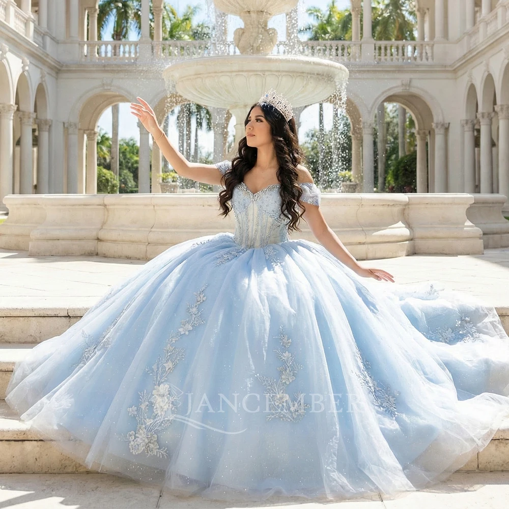 

Charming Quinceanera Dresses Off the Shoulder Scoop Organza Vestidos Para Quinceanera Customized vestidos de 15 quinceañera