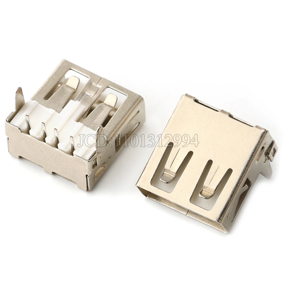 10pcs USB 2.0 Type A Female Jack Port 4Pin DIP Soldering Connector PCB Socket USB-A Type Right Angle