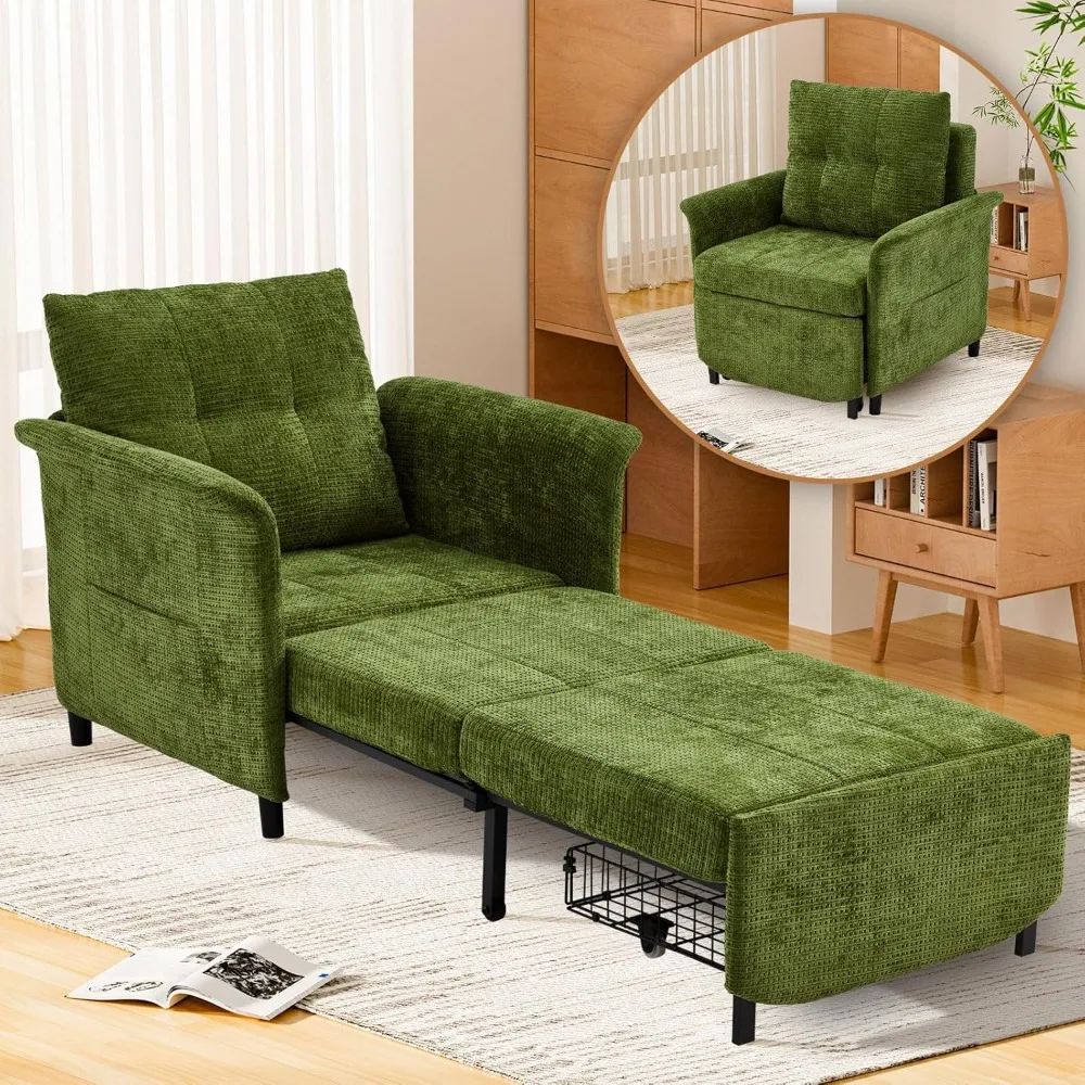 

"79-Inch Convertible Sleeper Chair with Adjustable Backrest, 4-in-1 Pull Out Lounger, Supports 500 lbs"