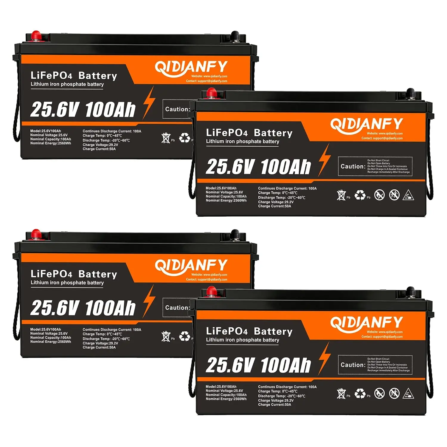 24V 100Ah LiFePO4 Battery Pack 100A BMS 2560W Solar RV Marine, Customized