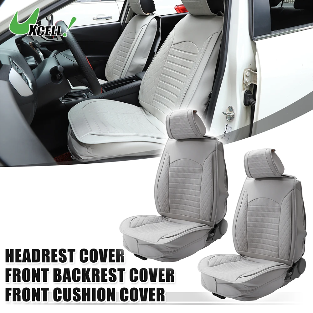 

UXCELL New 1 Set Front Seat Set Universal Car Seat Covers Seat Protectors Waterproof Non-Slip Gray Car Interior Decoration