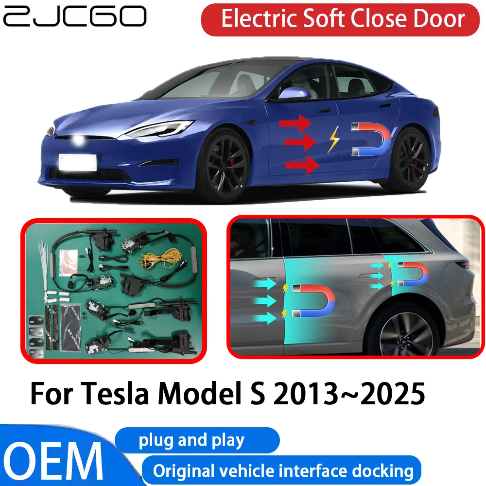 

ZJCGO for Tesla Model S 2013~2025 Car Automatic Electric Soft Close Door Closer System OEM Plug and Play Comfort Closing