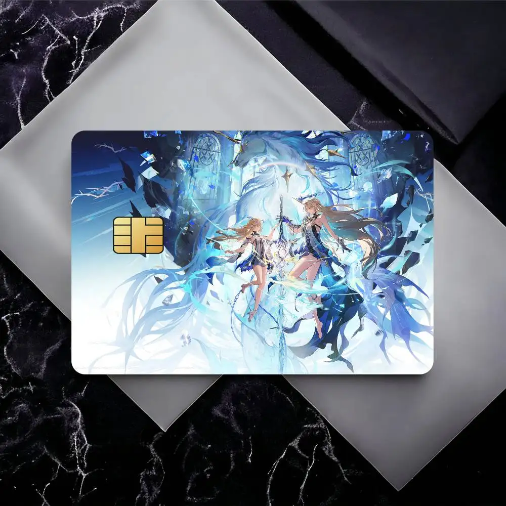 Game Wuthering Waves Cartethyia Film Skin Cover Credit Card Stickers 4PCS Debit Front Decoration Bank Bus Pass Waterproof