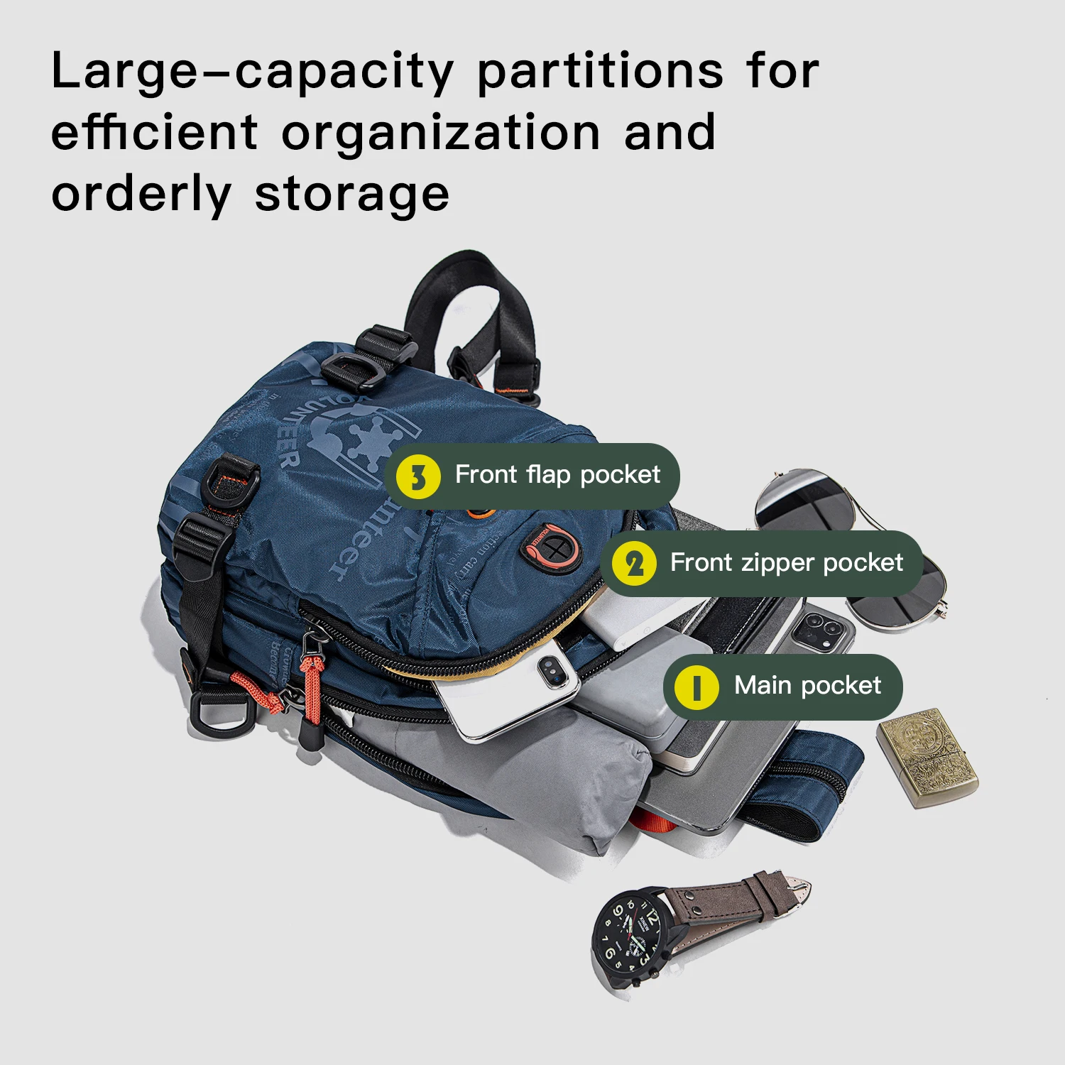 Volunteer Waterproof Backpacks Daypack Men Fashion Travel Sling Crossbody Bags Male Protable Hight Quality Small Bag 1518-22A