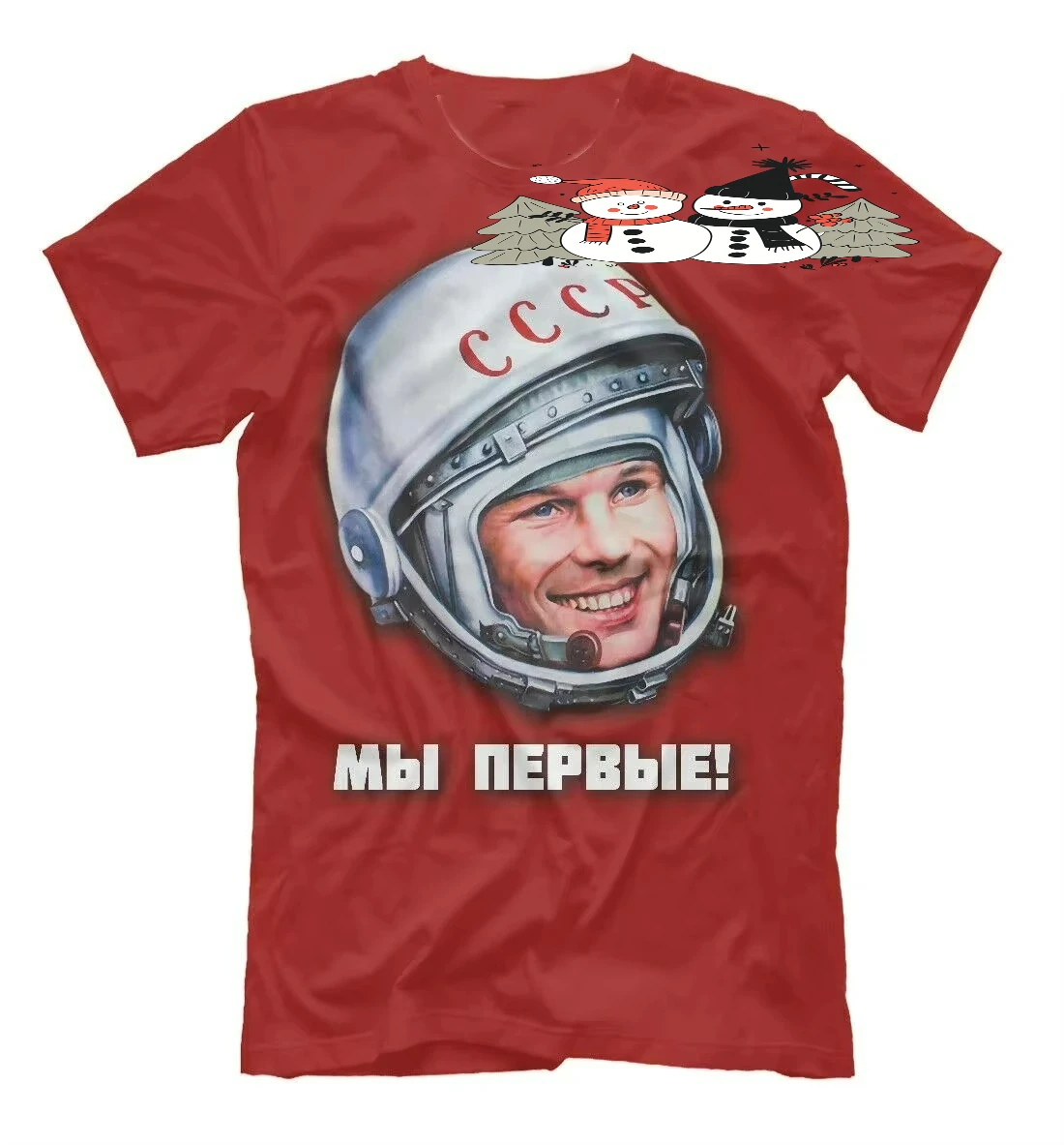 We Are First! Soviet Space CCCP USSR Astronaut Yuri Gagarin T-Shirt 100% Cotton O-Neck Short Sleeve Summer Casual Mens T-shirt