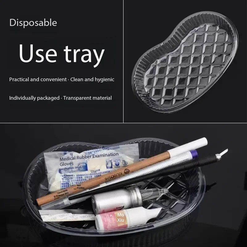 20pcs Medication Change Tray Dental Tray Curved Tray Disposable Waist-shaped Plastic Clear Sterile Medication Change Box