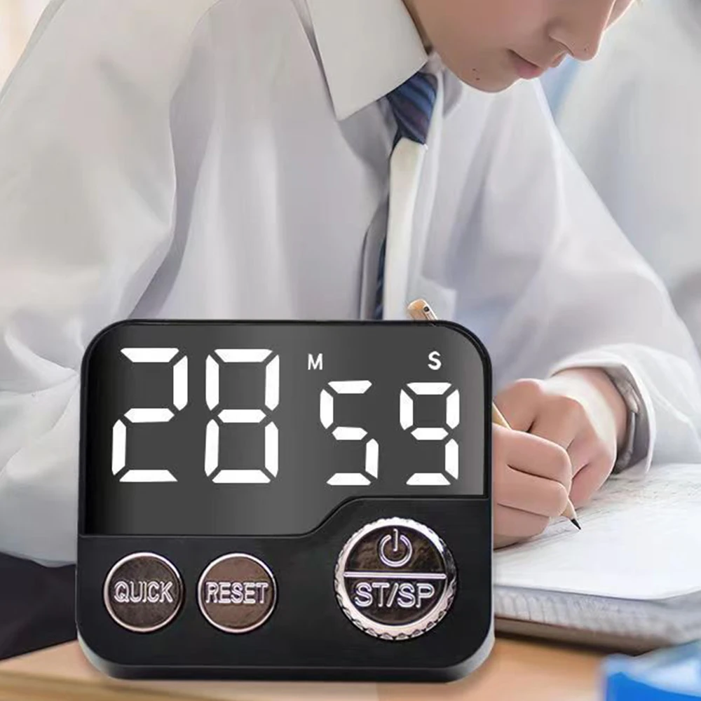 Digital LCD kitchen timer with on/off switch, mute and loud alarm, 24-hour clock, children, teachers, kitchen