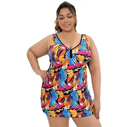 2024 High Waist Plus Size Swimwear Women Monokini Two Piece Bikini Woman Swimsuit Sexy Print Beachwear Bathing Suit Tankini