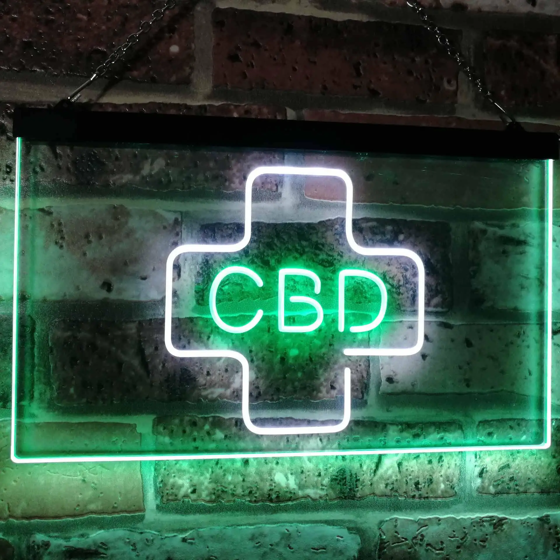 CBD Cannabidiol Sold Here Medical Cross Indoor Dual-color LED Neon Sign st6-i3083
