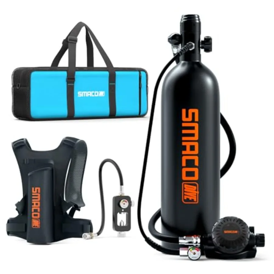 

Underwater exploration: aluminum, black, lightweight 1.9L portable scuba tank for emergency rescue, boat cleaning, and backup a