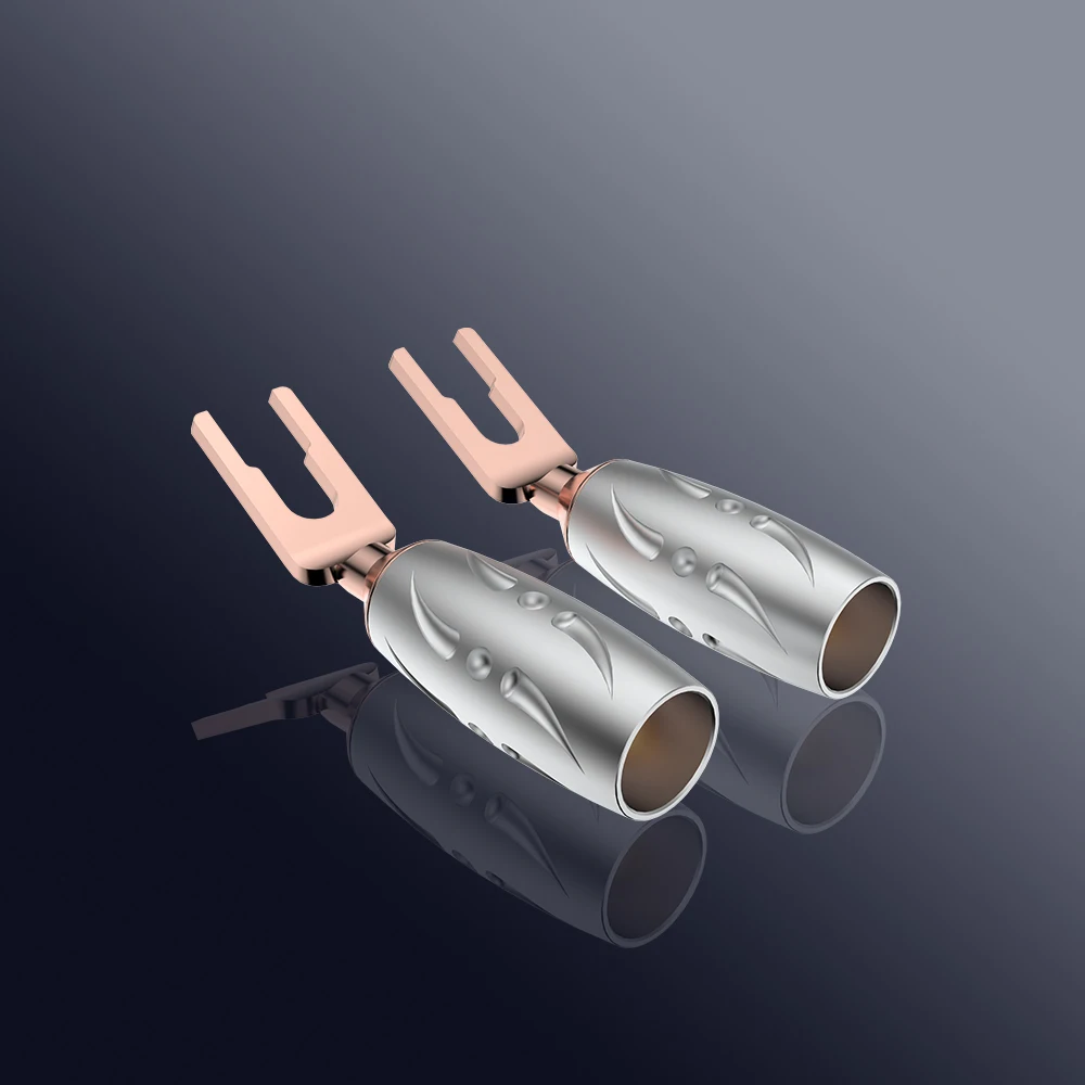 4 PZ Viborg VS701 Pure Copper Spade terminale del diffusore spina del cavo dell'altoparlante spina Y hi End
