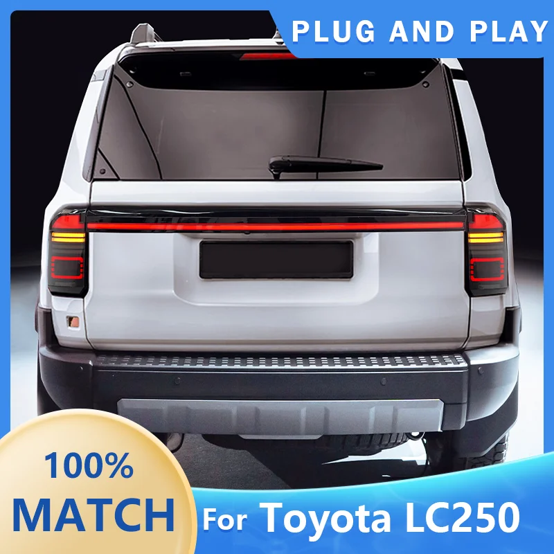 

LED Tail Lights for Toyota Land Cruiser Prado LC250 2024 2025 LED DRL Dynamic turn signal Rear Trunk Lamp Middle Spoiler Lamp