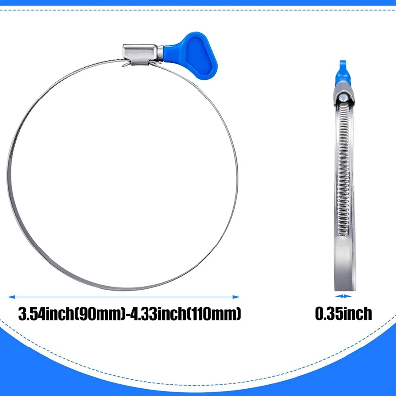 20 шт., 4-дюймовый ключ, хомут для шланга, винт с накатанной головкой, регулируемый хомут для труб, вентиляционный зажим для сушилки, нержавеющая сталь