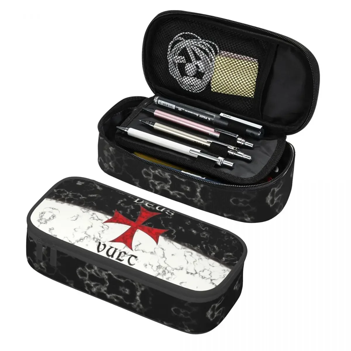 

Пользовательский Deus Vult Crusader Cross In Marble, милый пенал для девочек и мальчиков, большая вместительная сумка-карандаш Knights, сумка для студентов, канцелярские принадлежности