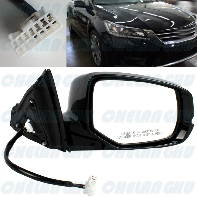 For Honda Accord 2013 2014 2015 2016 US Version Right Side 6 Pins Black Painted Heated Power Adjust Turn Lamp Mirror Assembly