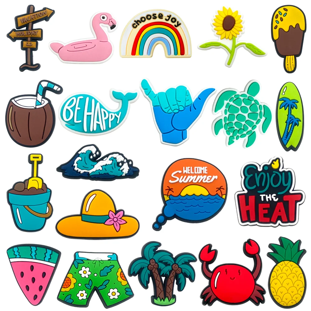 

Hot Sale PVC Summer Beach Shoe Charms Pin for Accessories Wristband DIY Shoe Decoration Girls Women Party Gifts